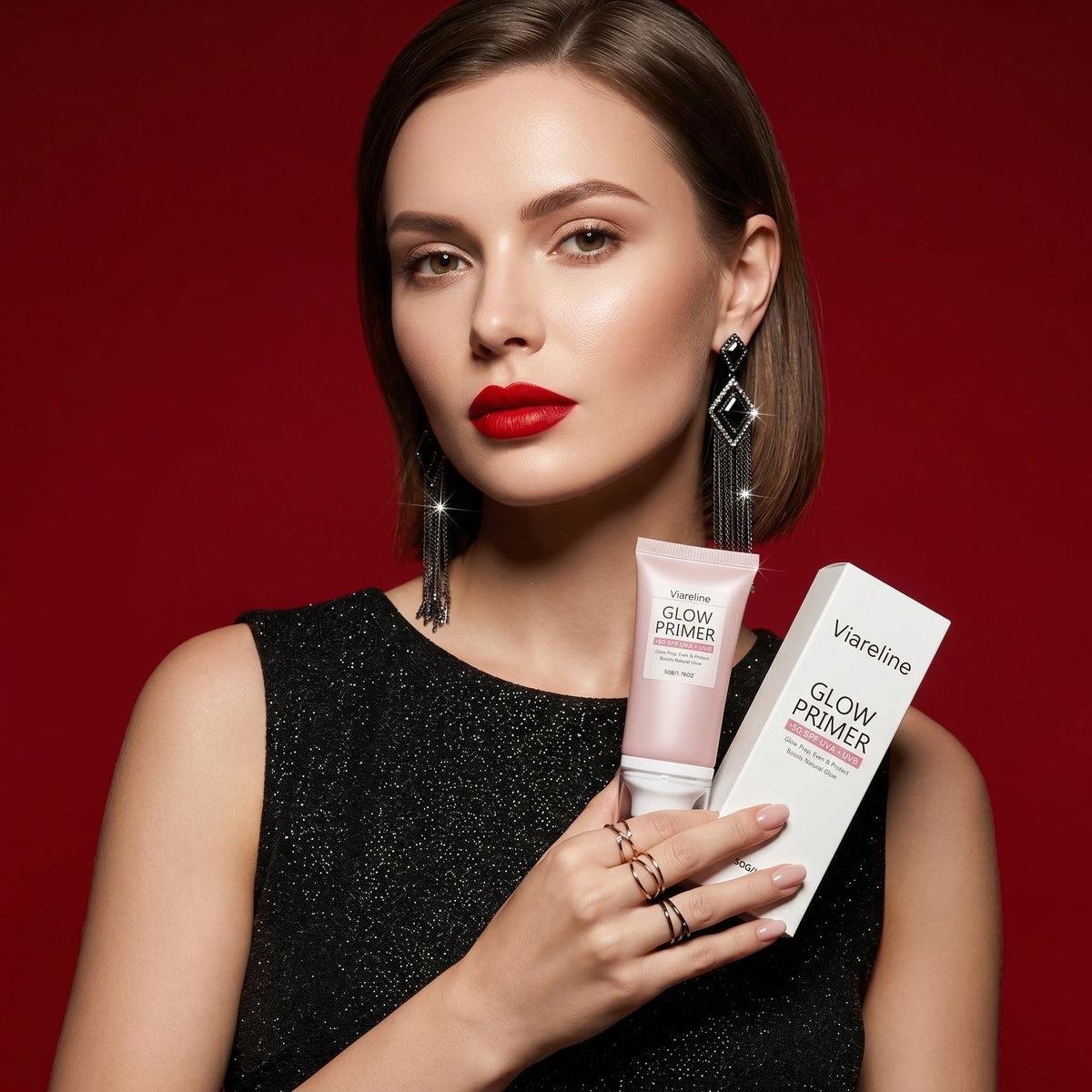 Viareline Glow Primer Makeup Base Spf 50 for Face Brightening Anti UV Protection Oil Control Nicotinamide Invisible Pore Primer