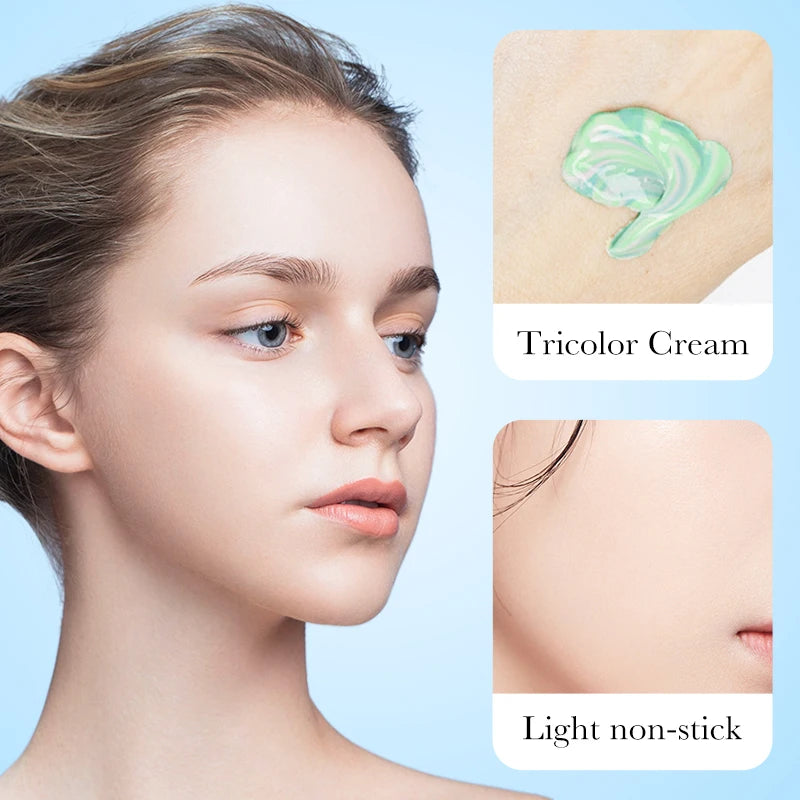 Face Makeup Primer Tri-color Cream Contour Color Isolation Waterproof Makeup Foundation Natural Makeup Base Cream 40g - AliExpress 66