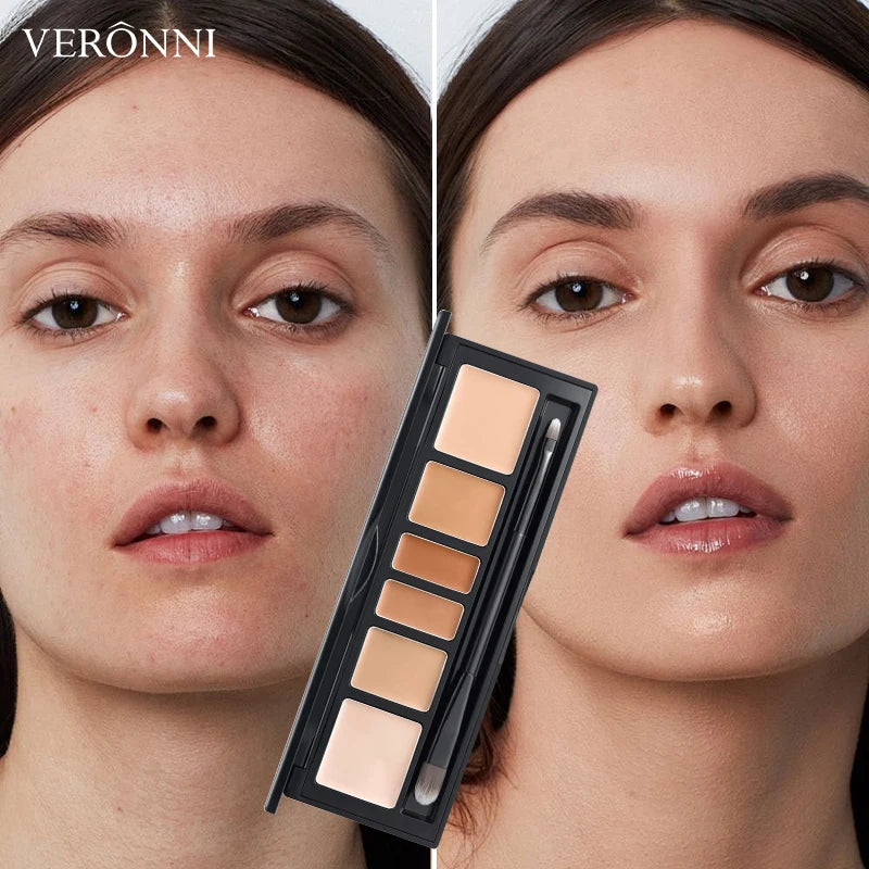 6 Colors Concealer Palette with Brush, Full Coverage Tattoo Cover Up Cream, Contour Correcting Foundation Makeup for Dark Circle - AliExpress 66