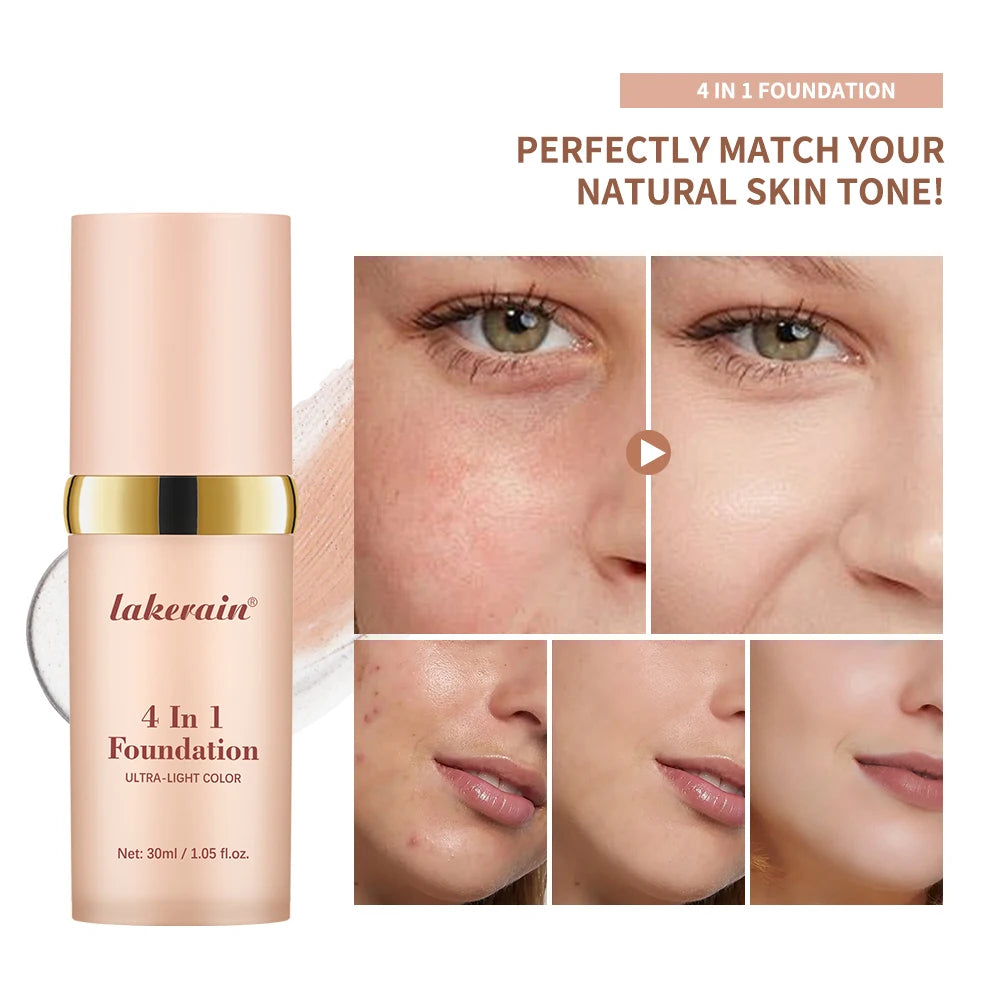 4 In 1 Color Changing Foundation Hydrating Moisturizing Long Lasting Waterproof Travel Full Coverage Makeup Base Smooth Natural Skin Tone Daily Facial Make Up Concealer Primer - AliExpress 66