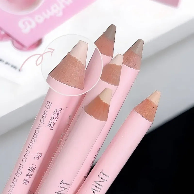 Double Ended Highlighting Contouring Stick 2-in-1 Highlight and Shadow Pen Face Gray Brown 3D Nose Shadow Bronzers Makeup Pencil - AliExpress 66