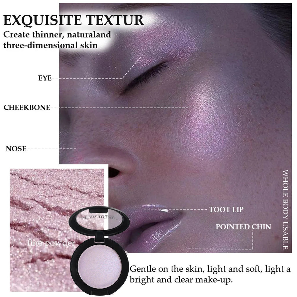 MISS ROSE Round Creamy Highlight Contour Palette, Skin-friendly Shiny Effect, Face Contour Modification Daily Makeup Cosmetic