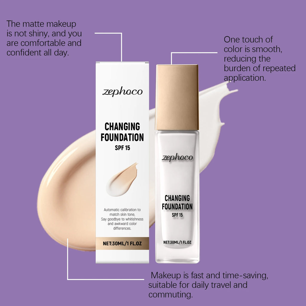 Color Changing Foundation Temperature Sensitive Matte Finish High Coverage Lightweight Hydrating Match Skin Tone Long Lasting - AliExpress 66