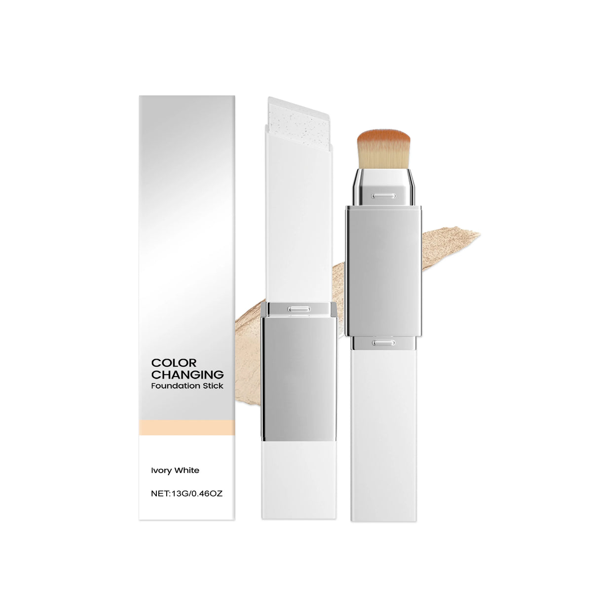 2 In 1 Color Changing Foundation Stick Matte Sheer Lightweight Cream Texture High Coverage Detachable Brush Natural Makeup Base