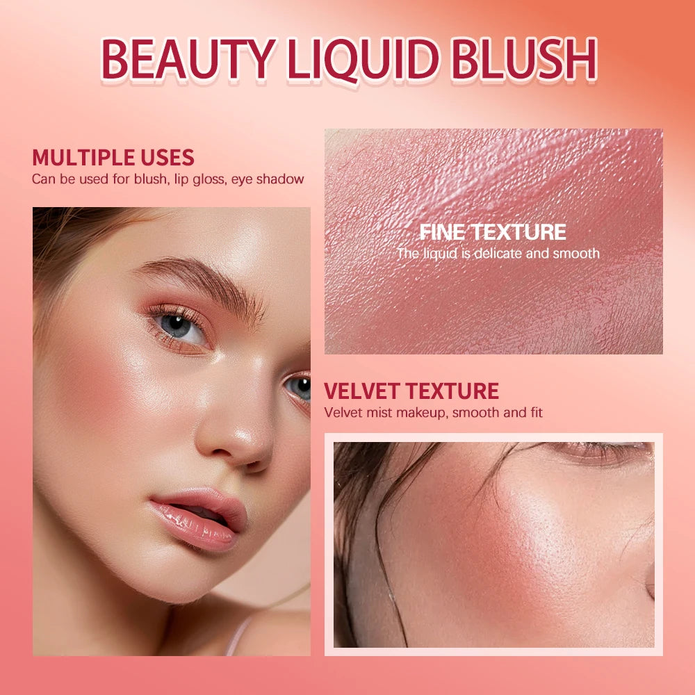 Beauty Liquid Blush Moisturizing Creamy Texture Waterproof Sweat-proof High Pigment Long-lasting Color Deeply Hydrating Blush