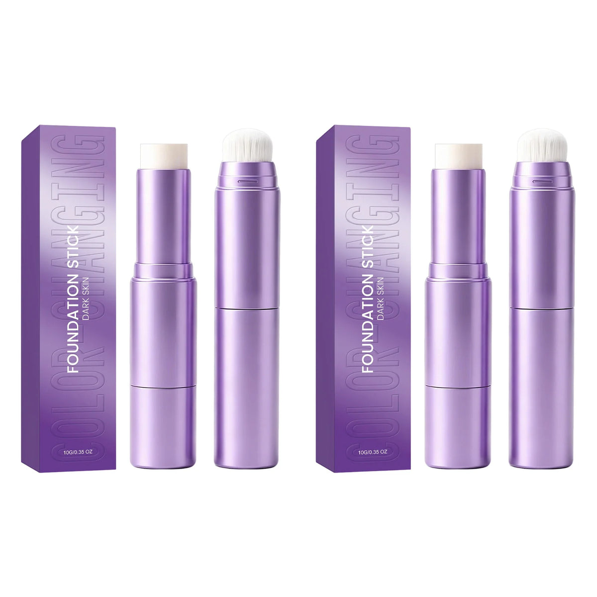 2 in 1 Color Changing Foundation Stick Waterproof Matte Full Cover Blemishes Pores Moisturizing Double-Headed Base Makeup Stick