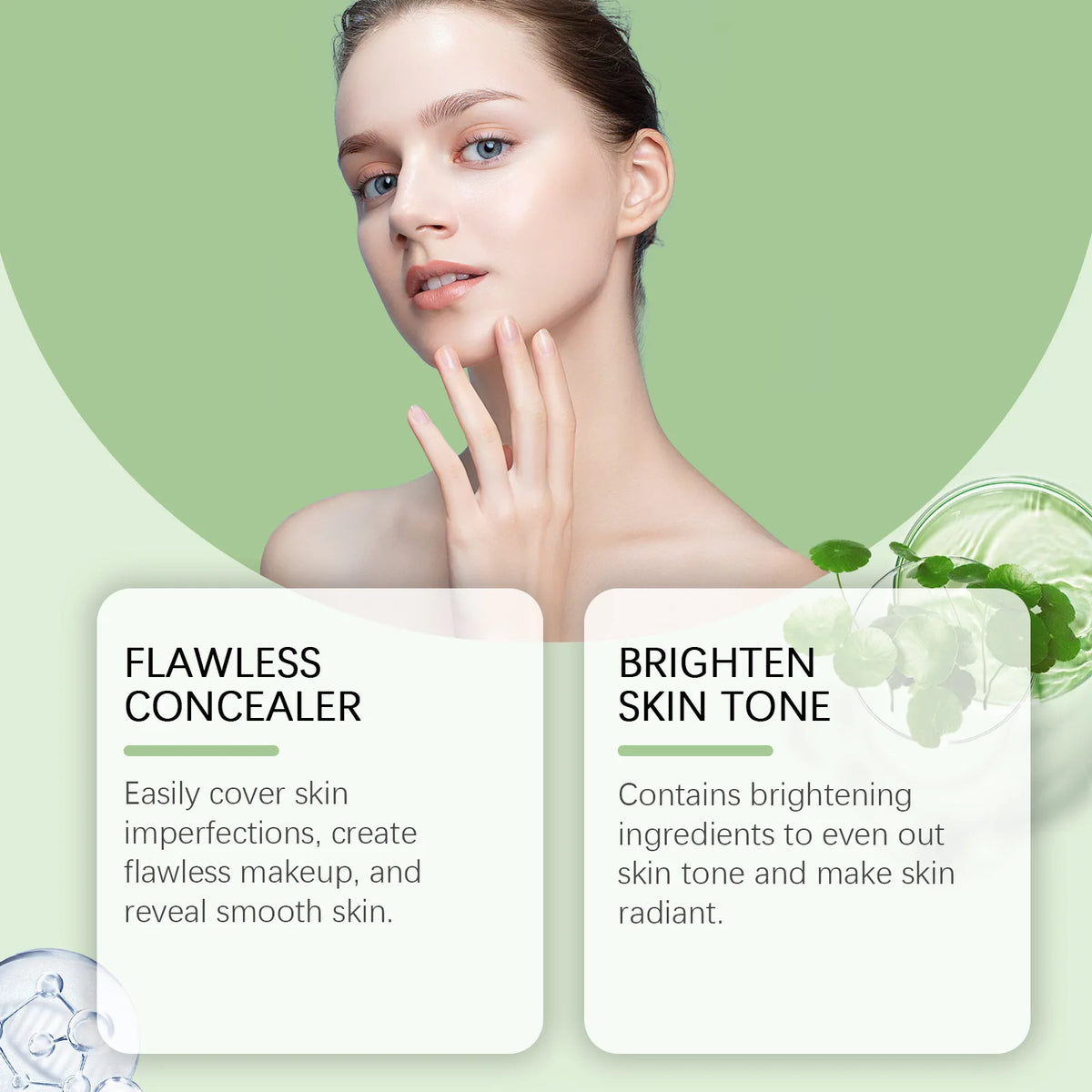 Centella Asiatica Cc Cream Repair Redness Damage Smoothing Brightening Lightweight Long Lasting Cover Pores Makeup Foundation