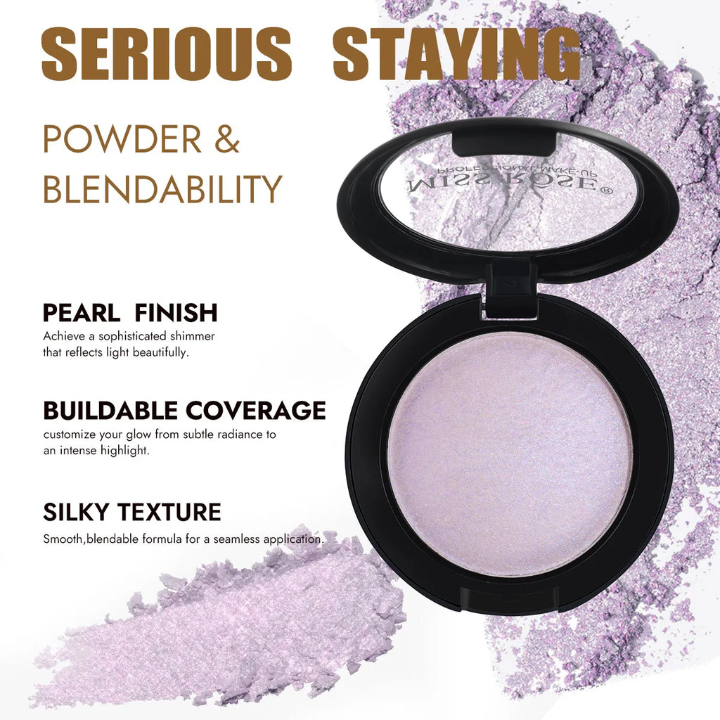 MISS ROSE Round Creamy Highlight Contour Palette, Skin-friendly Shiny Effect, Face Contour Modification Daily Makeup Cosmetic