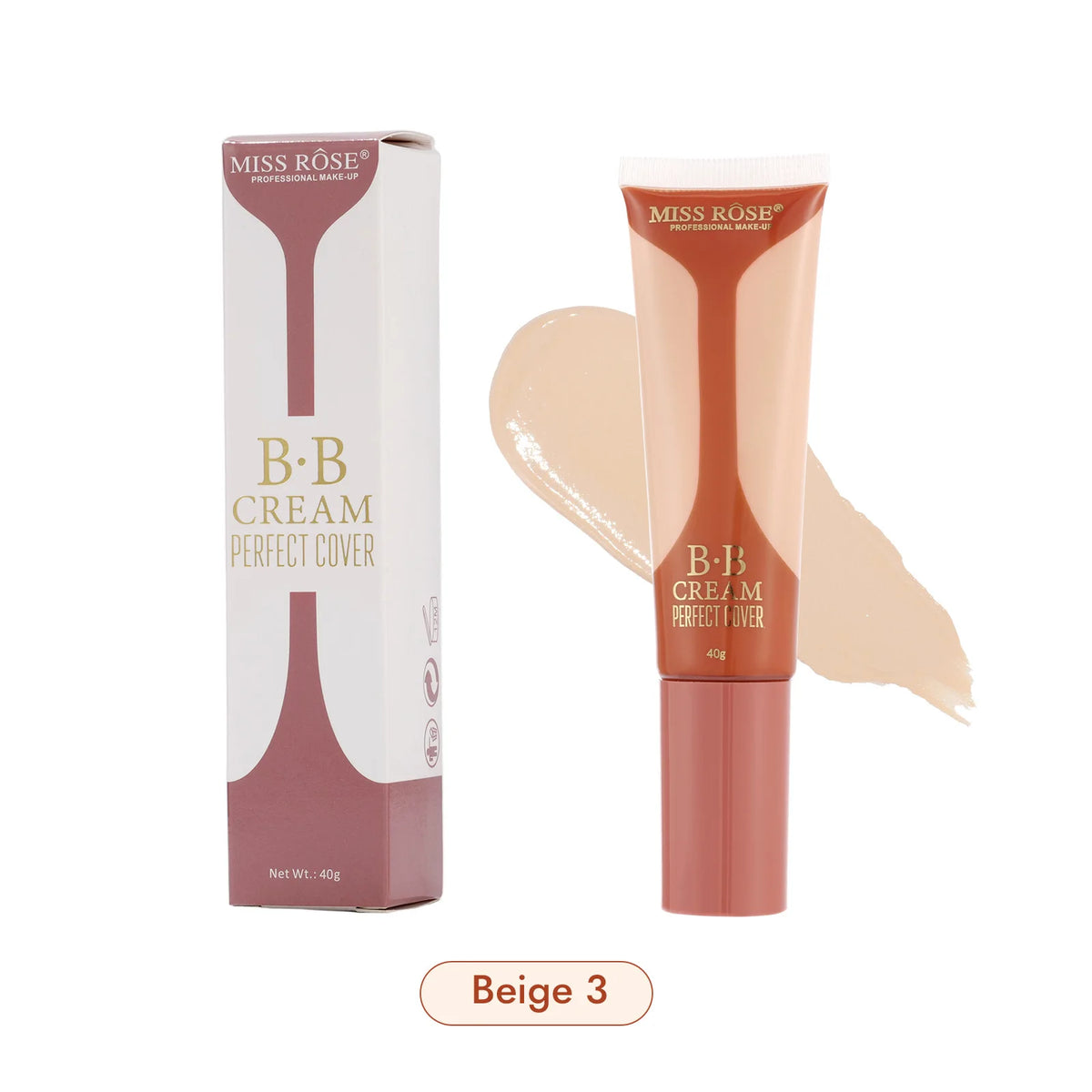 MISS ROSE 40ml Liquid Foundation Concealer Cream Moisturizing Brightening Skin Tone Lightweight Hydrating Daily Face Makeup Base