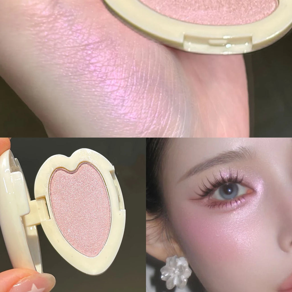 Heart Shape Highlighter Eyeshadow Palette Monochrome Pearl Shimmer Powder Pink Purple Gloss Fine Glitter Face Eye Makeup - AliExpress 66