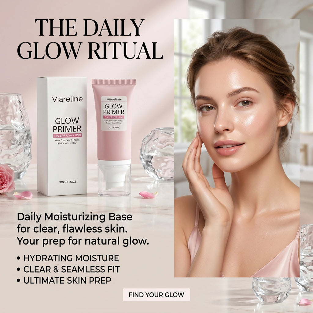 Viareline Glow Primer Makeup Base Spf 50 for Face Brightening Anti UV Protection Oil Control Nicotinamide Invisible Pore Primer
