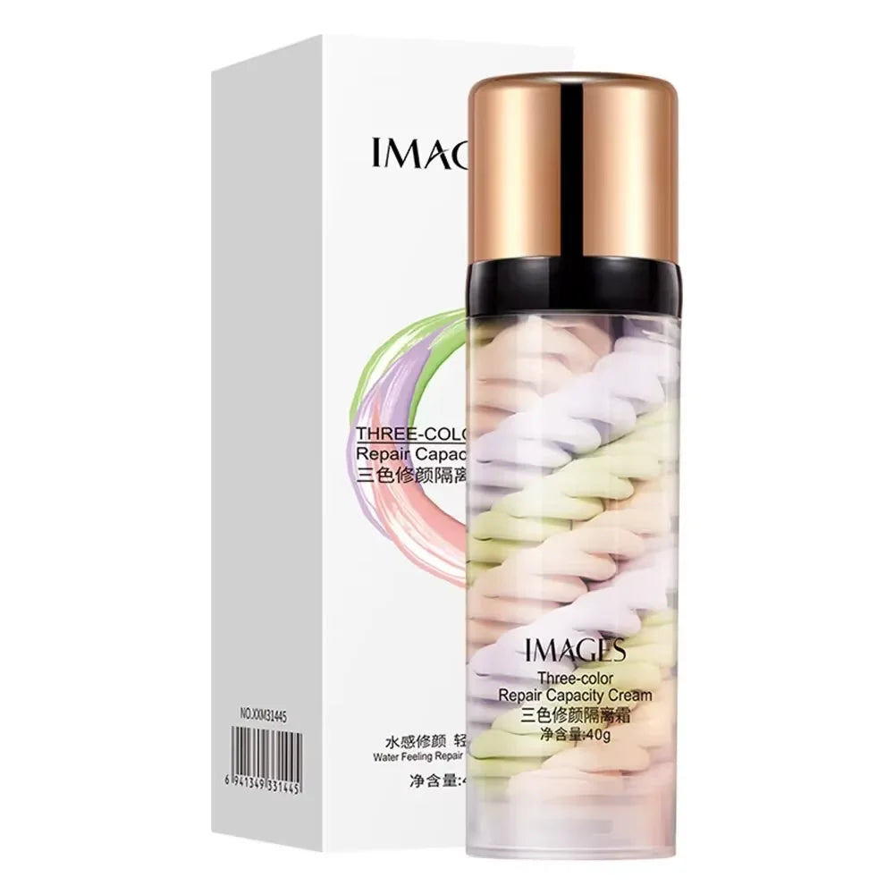 Face Makeup Primer Tri-color Cream Contour Color Isolation Waterproof Makeup Foundation Natural Makeup Base Cream 40g - AliExpress 66