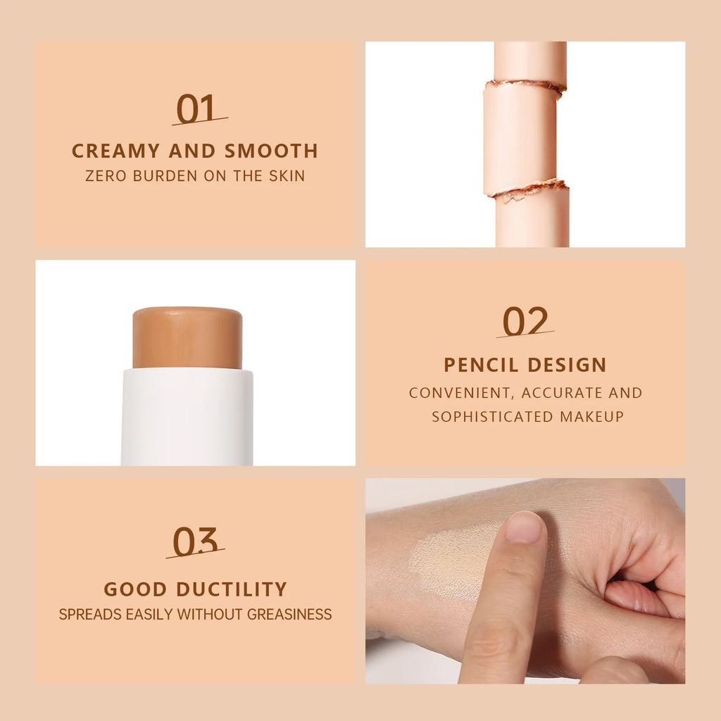 Matte Foundation Stick Full Coverage Face Base Makeup Lightweight Velvet Longlasting Cream Oil-control Hydrated Makeup Cosmetics