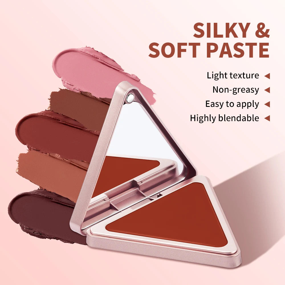 Lakerain Matte Cream Blusher Long-lasting Natural Makeup Triangle Box Design Oil-Resistant High Pigment Cream Blush Plate - AliExpress 66