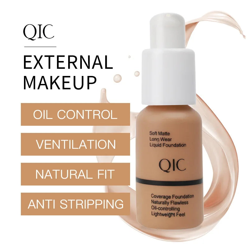 QIC Soft Matte Liquid Foundation 30g Waterproof Oil Control