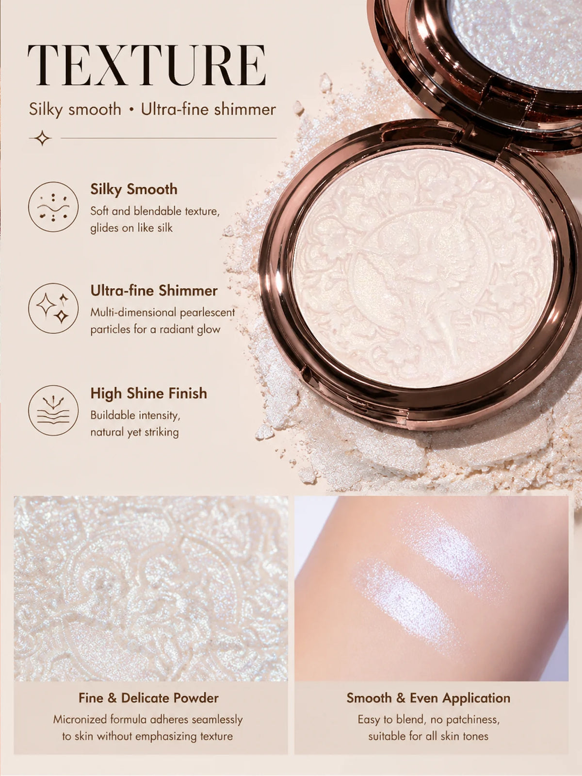 Vintage Angel Carved Highlighter Powder Pearlescent Shimmer Silky Smooth Face Highlight Illuminator Long Lasting Luminous Makeup