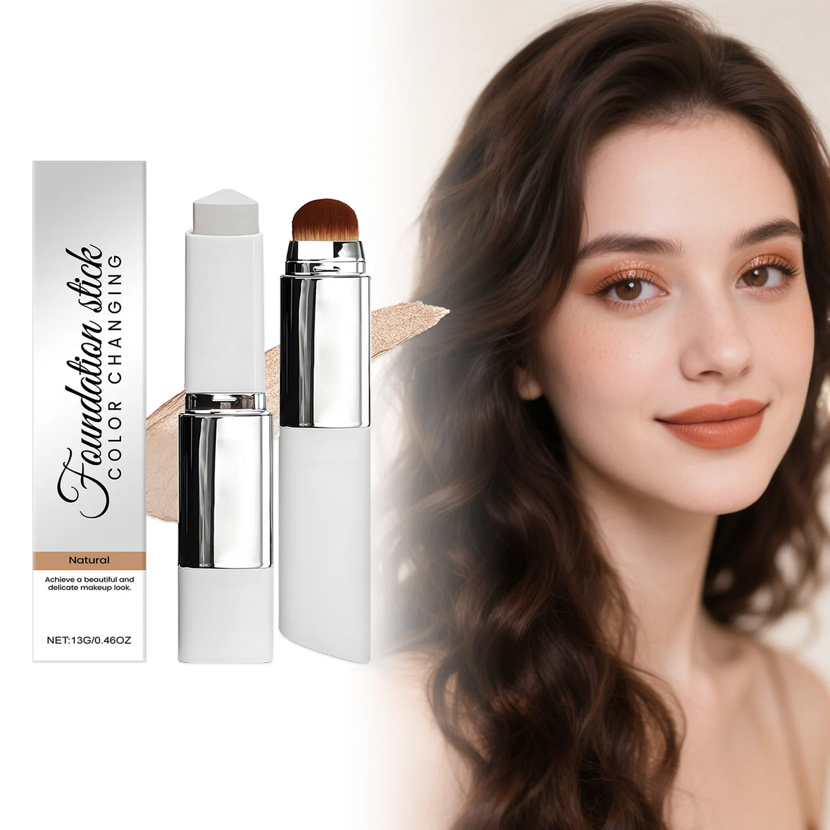 Natural Color 2-in-1 Color-Changing Foundation Stick - Lightweight, Hydrating Formula for Sheer Coverage and Long-Lasting Wear