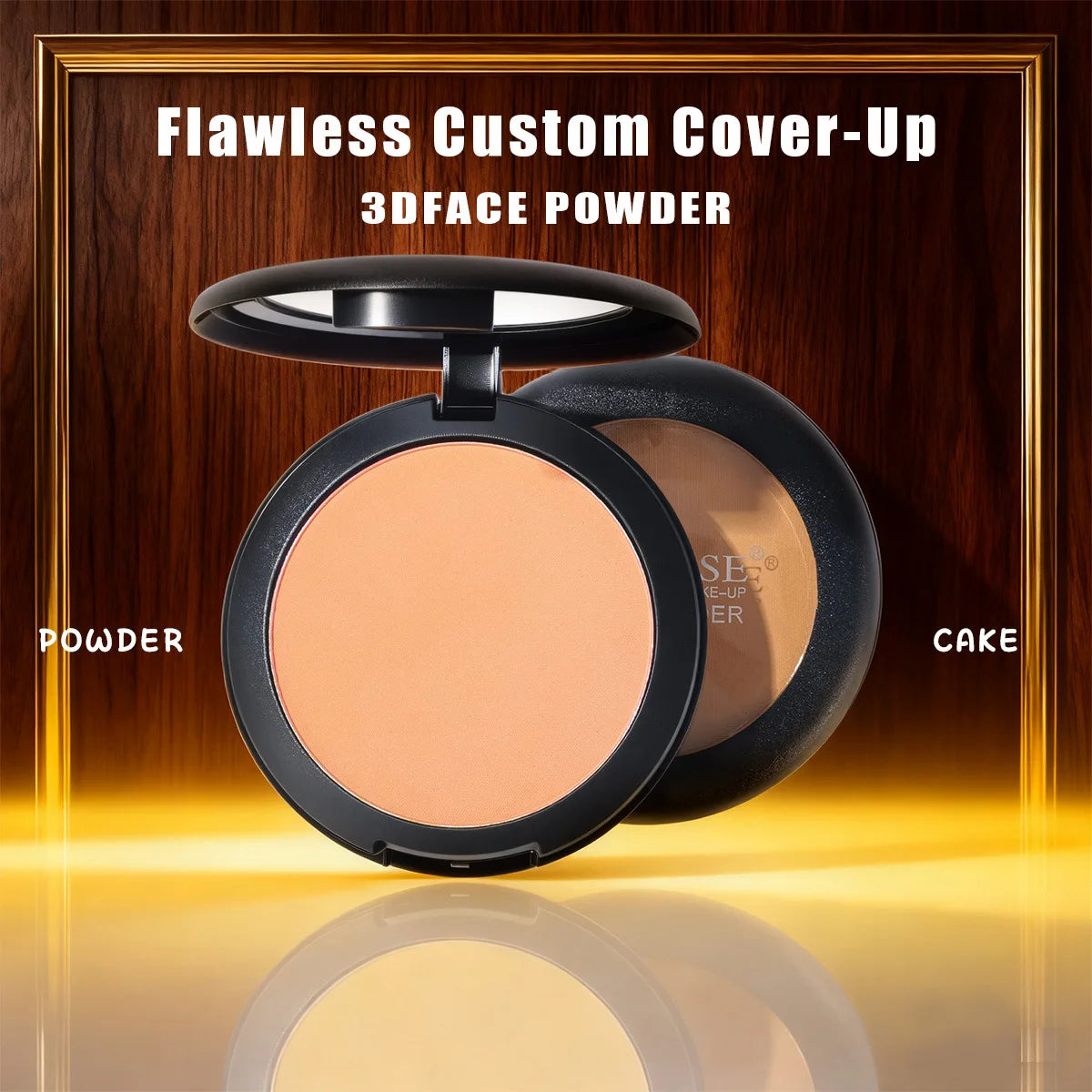 MISS ROSE Round Setting Powder with Puff Long-lasting Concealer Brightening Facial Makeup Daily Cosmetic for Natural Skin Finish