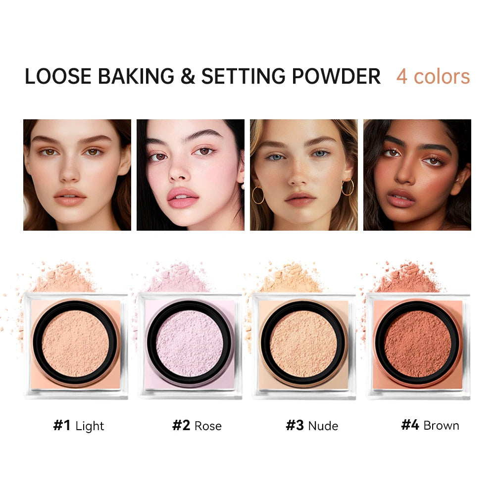 2 Count Loose Setting Powder & Brush Long Lasting Waterproof Oil Control Matte Natural Brightening Face Powder Cosmetics - AliExpress 66