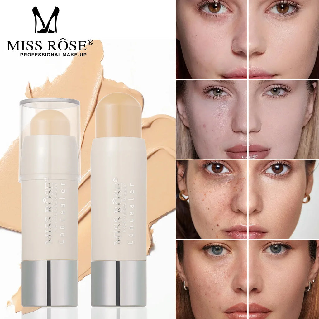 MISS ROSE Long Lasting Concealer Stick - Lightweight Full Coverage Brightening Skin Tone Facial Makeup Pen Cosmetics