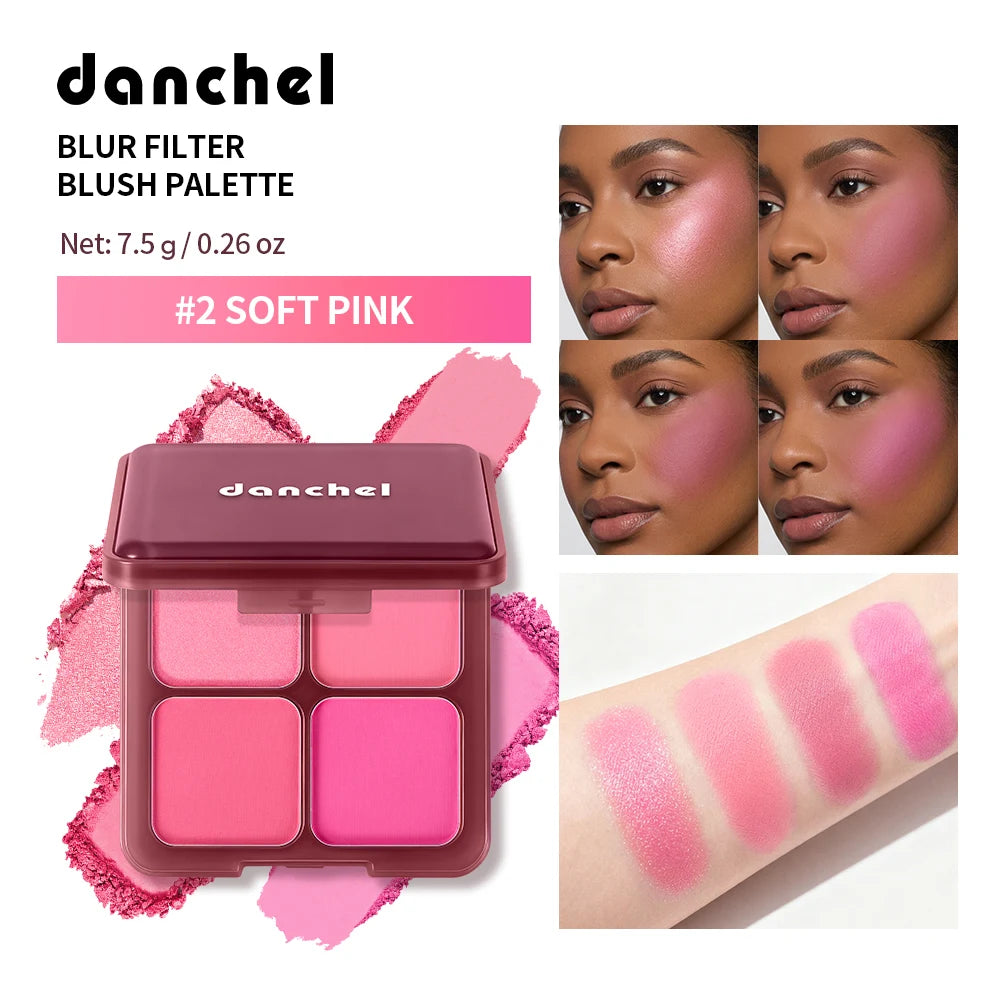 Blur Filter Blush Palette Creating 3D Contours Brighten Skin Soft-focus Filtered Matte Finish 3 Blushes 1 Highlighter Palette