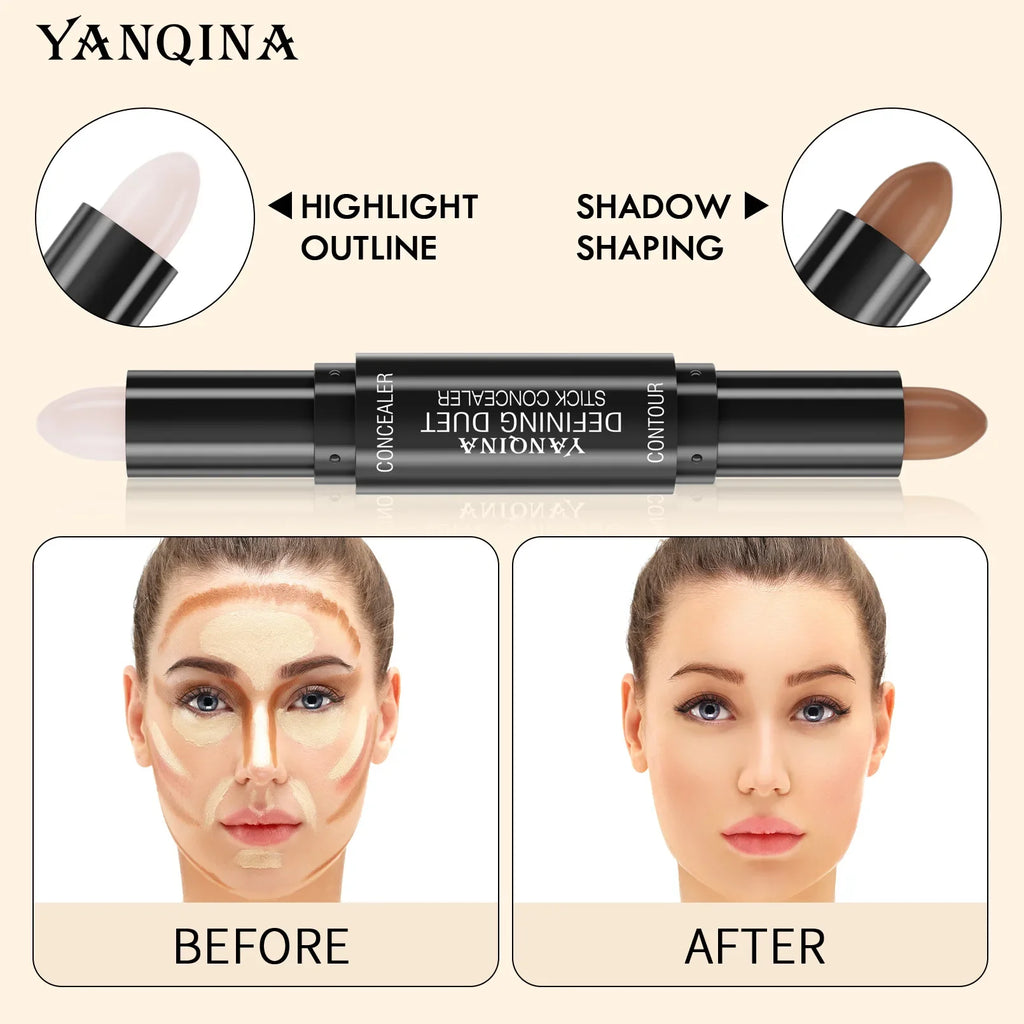 Double Head Contour Face Foundation Concealer Pen Long Lasting Dark Circles Corrector Contour Concealers Stick Cosmetic Makeup