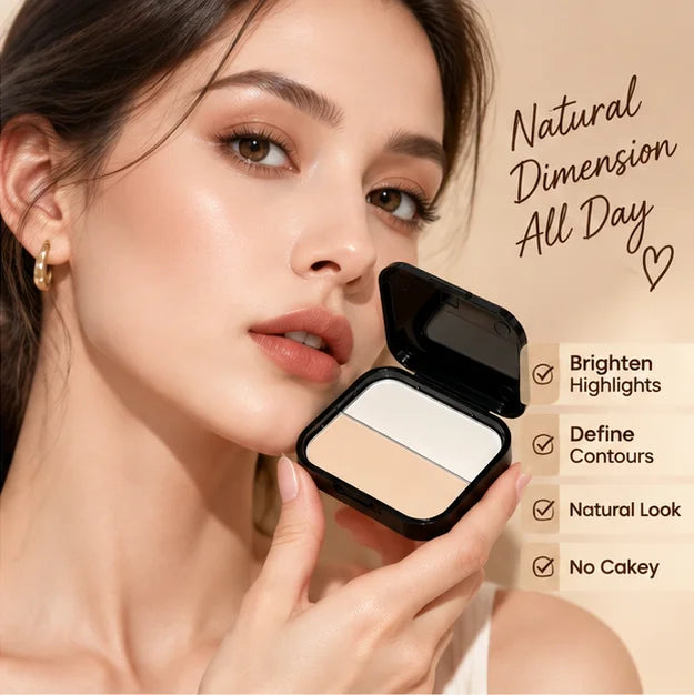 Bronzer Highlighter for Face Powder Texture Two-toned Contour Iluminador Natural Brighten Matte Nose Shadow Makeup Cosmetics