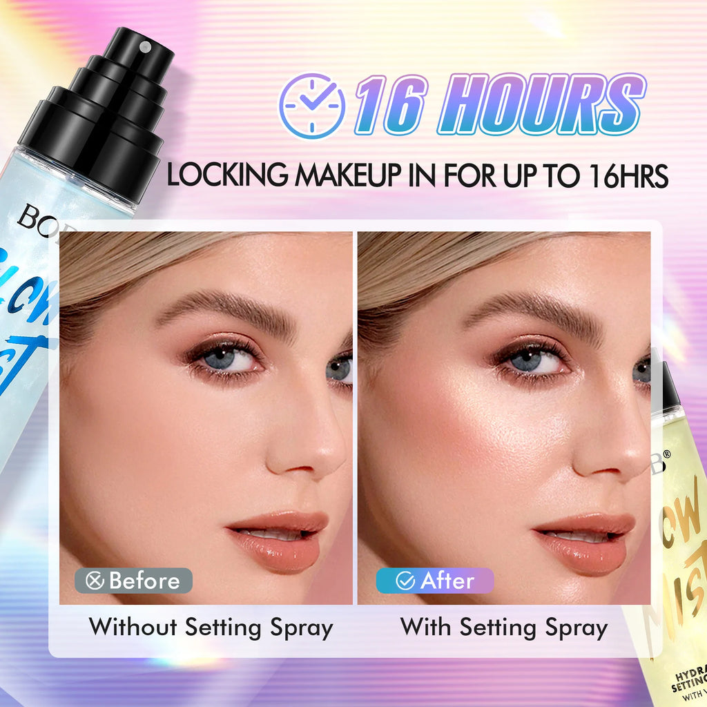 BOB Shimmer Setting Spray Hydrating Refreshing Non-Sticky Moisturizing Oil Control Long Lasting Makeup Fixer Cosmetics