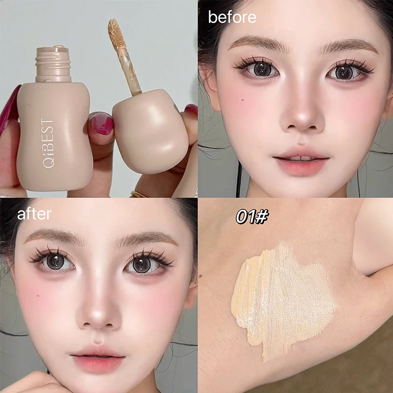 QIBEST Natural Liquid Concealer Cream Makeup 4 Colors Moisturizing Waterproof Cover Acne Dark Circles Face Base Korean Cosmetics - AliExpress 66