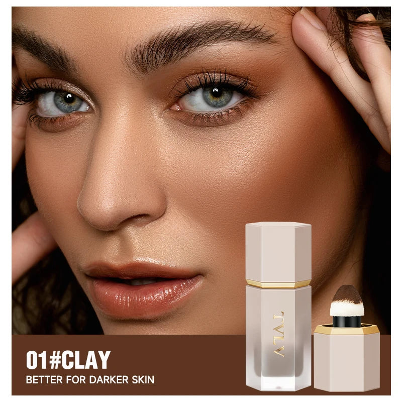 Tvlv Dual-Head Sponge Liquid Contour Stick Matte Natural 3D Sculpting Nose Shadow Side Shadow Cream for Beginners Easy Facial Contour Highlighting Concealer Contouring Liquid 4 Colors Available