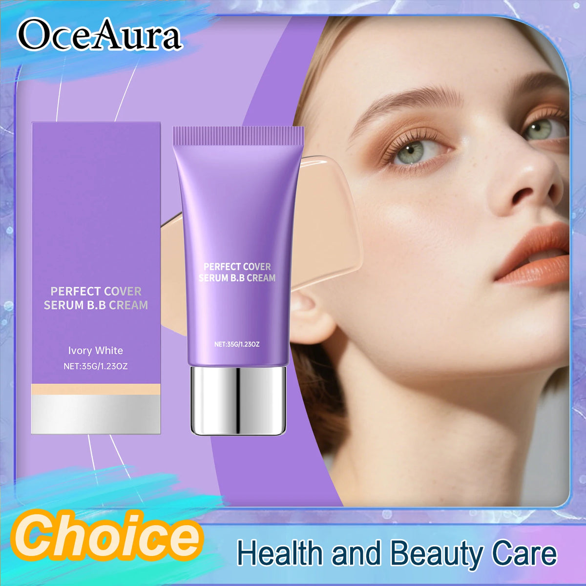 BB Cream Foundation Cream Concealer Lightweight Natural Base Makeup Oil Waterproof Hyaluronic Acid Color Correcting Long Lasting