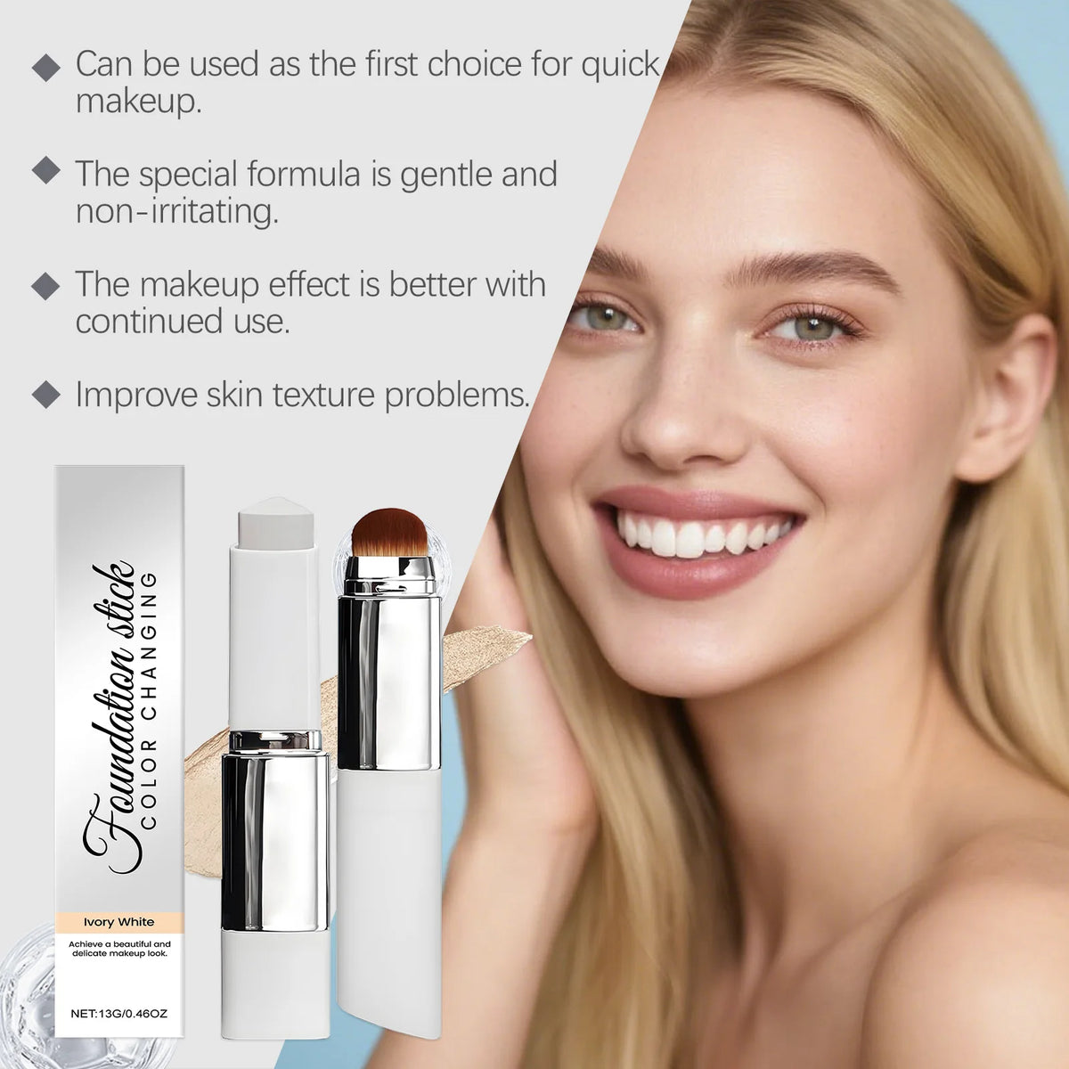 Ivory White Two In One Color Changing Foundation Make-Up Stick Light&Thin Skin CareMatte Natural Makeup Foundation Make-Up Stick - AliExpress 66