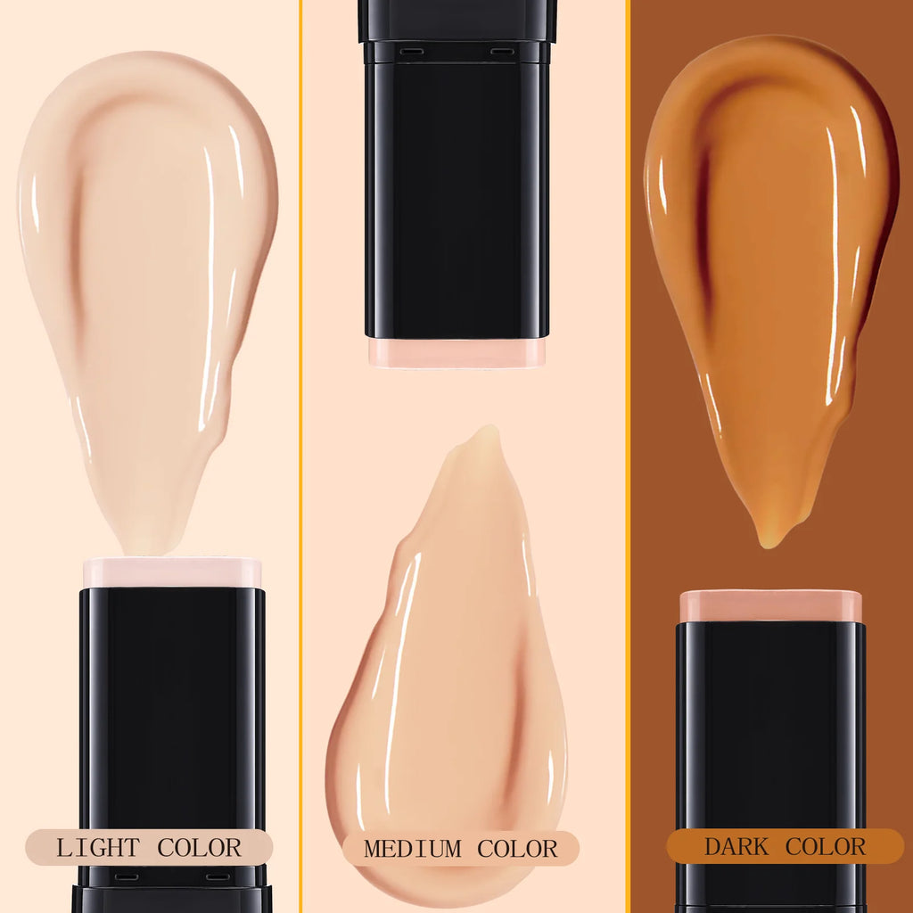 Concealing Foundation Stick 3 Colors with Built-In Brush - Cream Finish Lightweight Oil-control Long Lasting Waterproof Formula