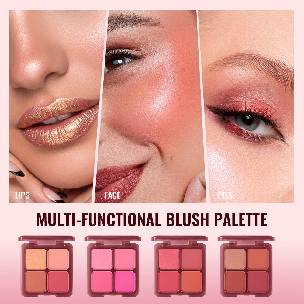 Blur Filter Blush Palette Soft-focus Blurred Filtered Matte Finish Lightweight Smooth Blendable 3 Blushes 1 Highlighter Palette