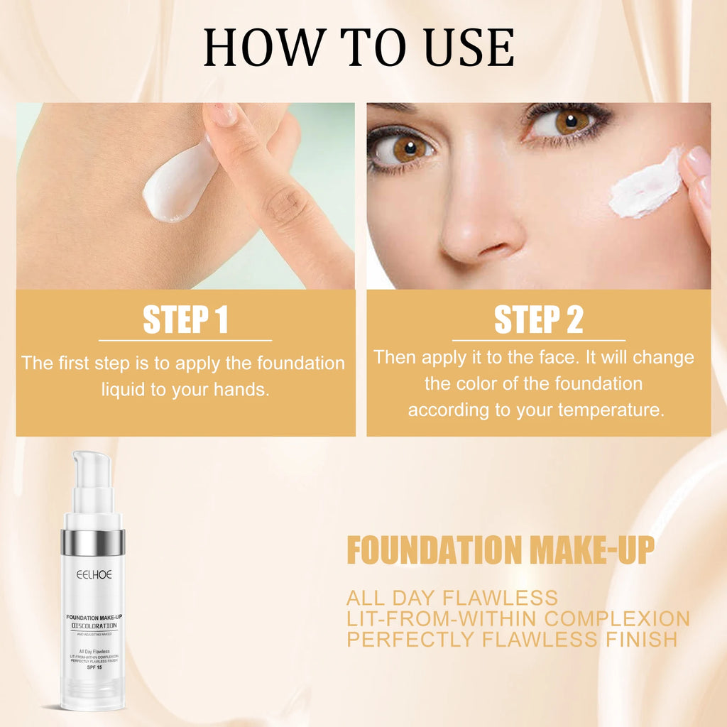 Color Changing Foundation Serum for Natural Glow Lightweight Full Coverage Long Moisturizing Finish 30ml Sensitive Skin Friendly - AliExpress 66