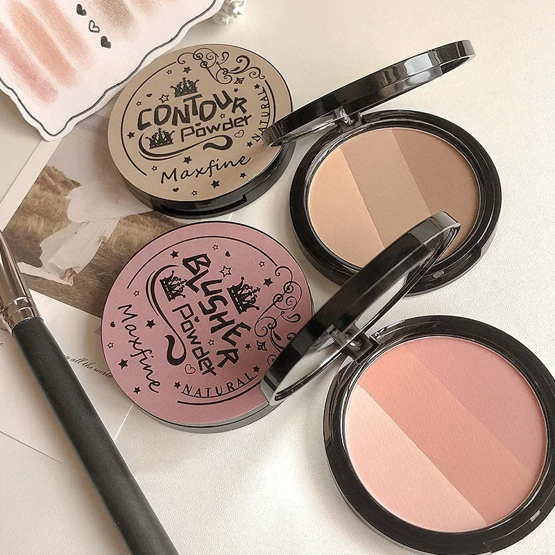 3 in1 Three Colors Powder Tray Blush Contouring Waterproof Long Lasting Delicate Natural Face Makeup - AliExpress 66