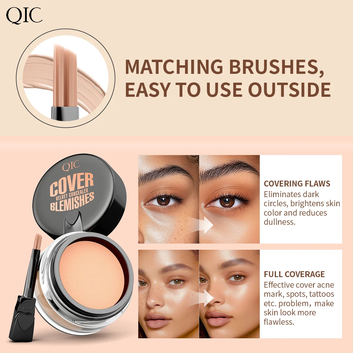 QIC Hydrating Eye Brightening Concealer Contour Cream Full Coverage Long Lasting Correcting Eye Concealer, Perfect Look Makeup - AliExpress 66