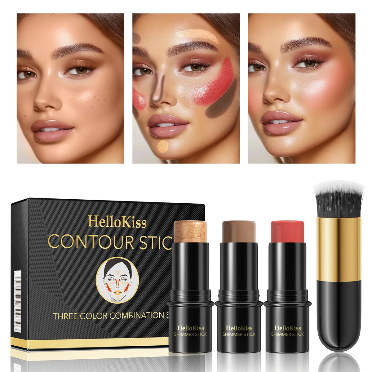 3Pcs Concealer Stick Set Waterproof Oil Control Highlighter Contour Blush Cream Multifunctional Makeup Beauty - AliExpress 66