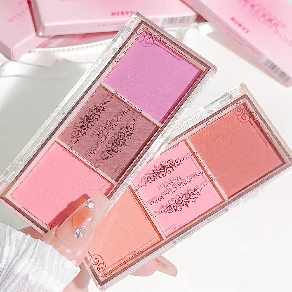 HISYI three-color blush matte natural nude makeup brightens the appearance and brightens the color. Three-color blush plate - AliExpress 66