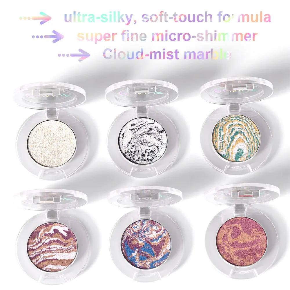 Marble Swirl Single Highlighter Shimmer Pearlescent Powder Multi?use Eyeshadow Blush Face Contour Brightening Cosmetics