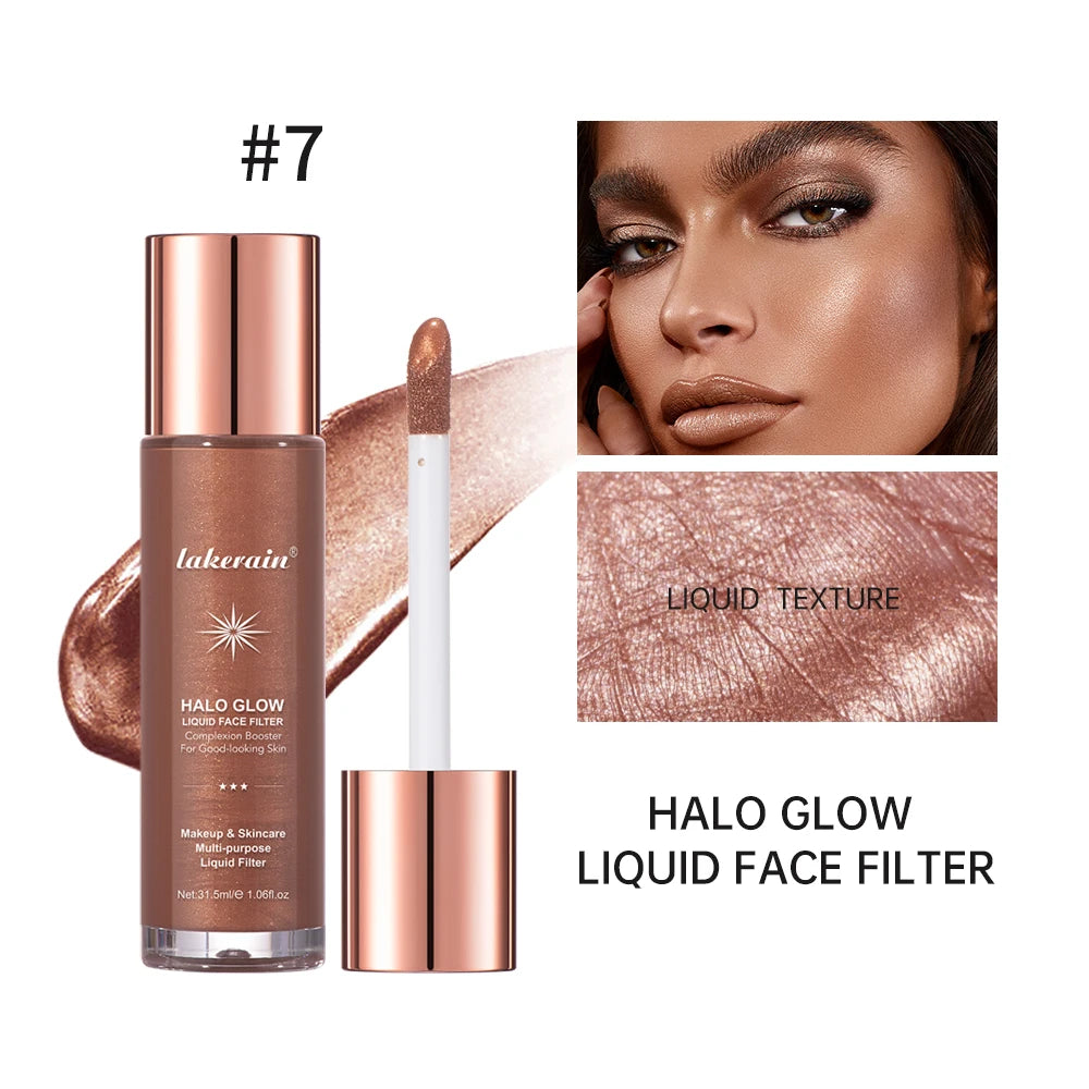 Halo Glow Liquid Filter Liquid Highlighter Face Contouring Pearlescent Makeup Brightener Bronzer Glow Body Face Contour Shimmer - AliExpress 66