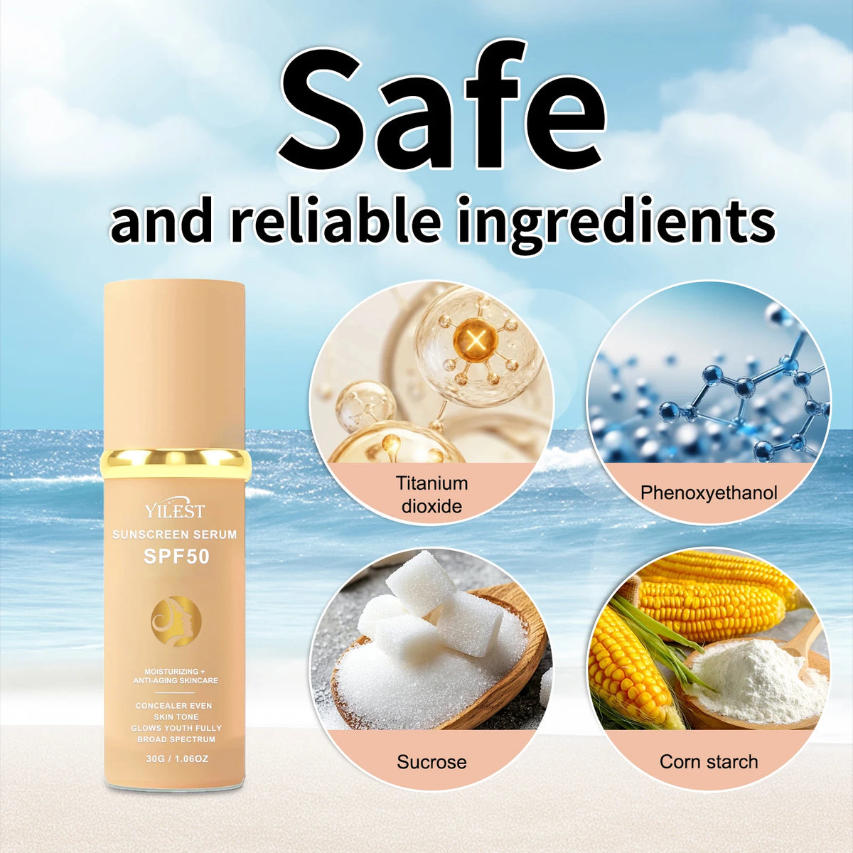 30g YILEST SPF50 Sunscreen Serum, 2?in?1 Makeup & Moisturizer, Light Tinted Foundation for Daily Outdoor Use - AliExpress 66