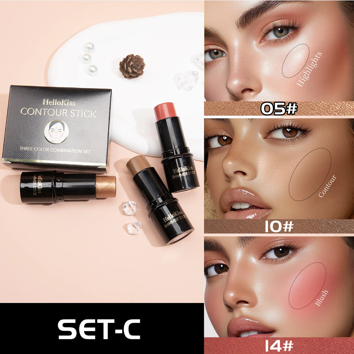 3Pcs Concealer Stick Set Waterproof Oil Control Highlighter Contour Blush Cream Multifunctional Makeup Beauty - AliExpress 66