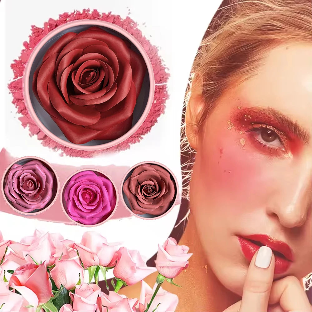 4 Color Rose Petal Blush Makeup Matte Natural Waterproof Highgloss Contour Set Flower Blusher Pigment Face Blush Makeup Cosmetic - AliExpress 66