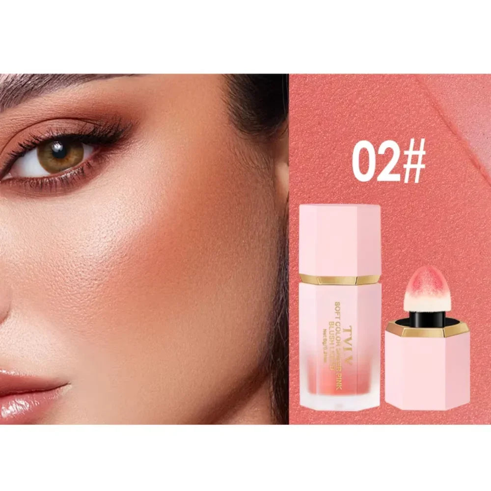 TVLV Water Light 6 Colours Velvet Liquid Blush Sponge Head Blusher Natural Lasting Brighten Facial Contour Blush Tint Makeup