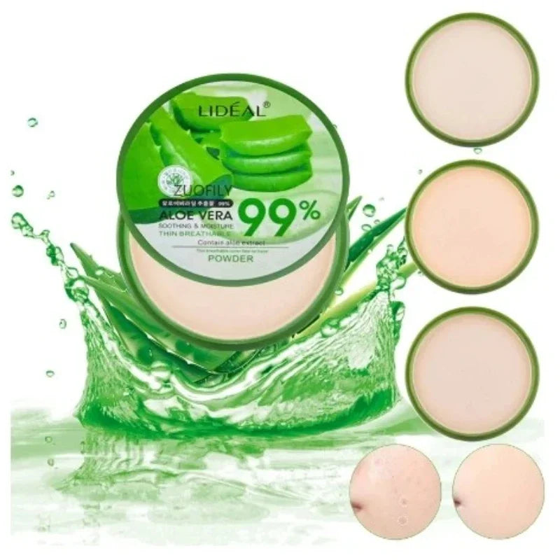 Aloe Vera Essence Pressed Powder Oil Control Long Lasting Matte Setting Face Makeup Cosmetic