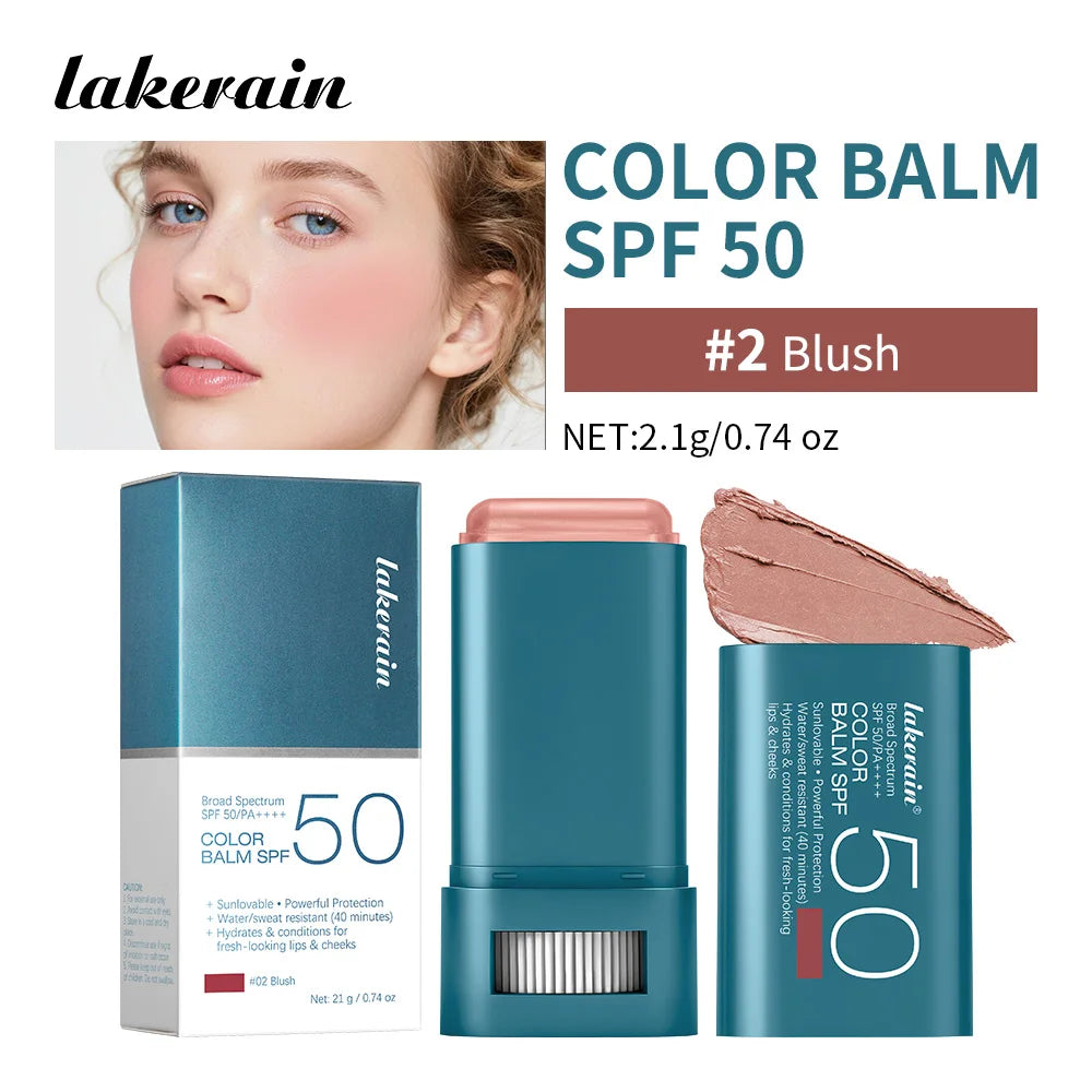 Sunscreen SPF 50 Blush Stick Long-Lasting Waterproof Tinted Blush for Glowing Cheeks Sun Protection & Natural Flush Face Makeup