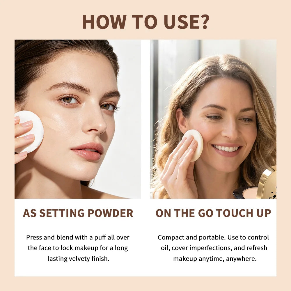 Collagen Dual-Layer Compact Powder Long-Lasting Oil Control Setting Touch-Up Portable Makeup For On-the-Go Daily Use