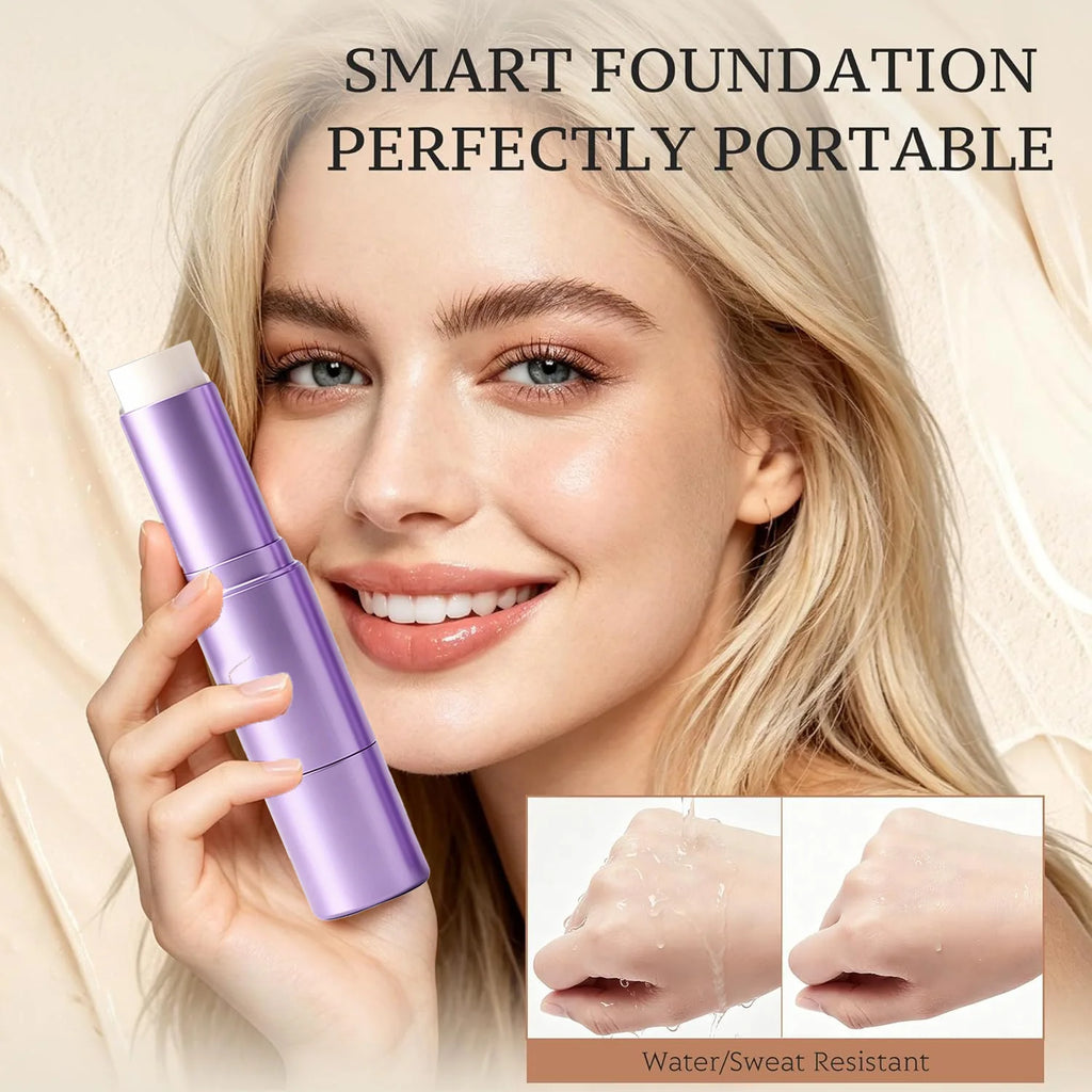 3 Color Changing Foundation 2 in 1 Concealer with Brush for Hydrating Long Lasting Matte Base Makeup Light Coverage Concealer