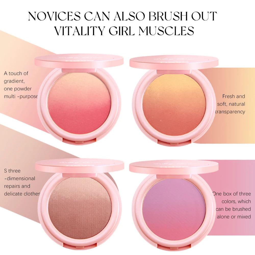 NOVO Sweet Pink Portable Gradual Change Powder Blusher Soft Daily Vitalizing Color for Makeup